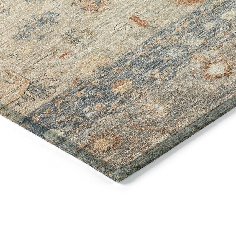 Machine Washable Indoor/ Outdoor Traditional Border Chantille Rug