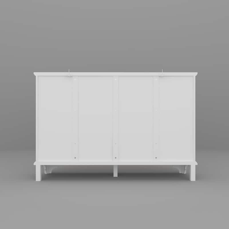 American Retro Solid Wood Carved White Buffet Cabinet Sideboard White Storage