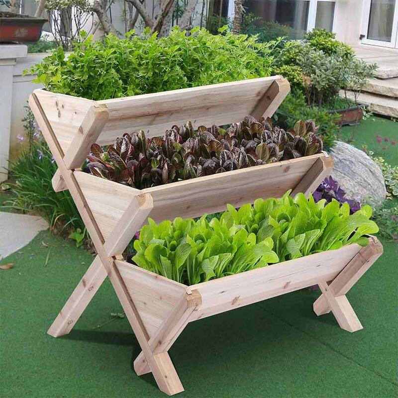 OIPRTGFJ 3 Tiers Wooden Vertical Raised Garden Bed With Legs,3FT