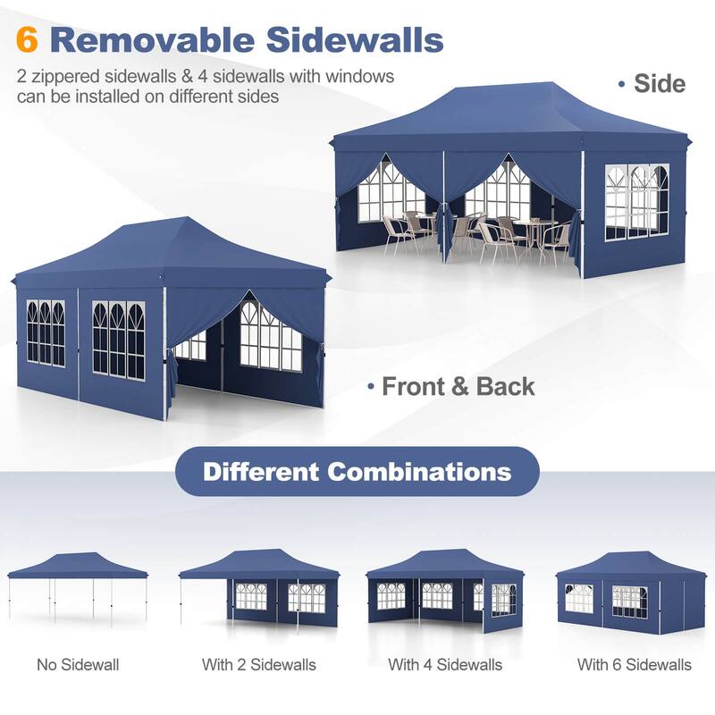 Costway 10 x 20FT Pop up Canopy Outdoor Canopy Tent with 6 Sidewalls - See Details