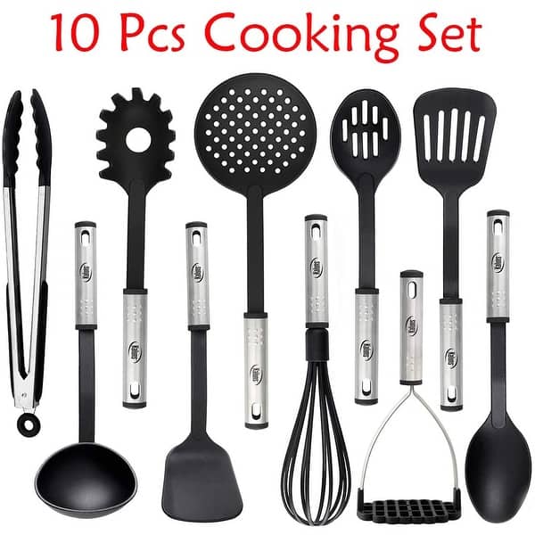 10pcs Kitchen Silicone Cooking Utensil Kit Serving Tool Heat Non-Stick  Resistant