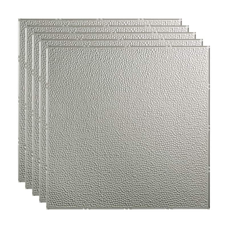 FASÄDE Border Fill Decorative Vinyl 2ft x 2ft Lay in Ceiling Panel in Argent Silver (5 Pack) - 5 Pack - Argent Silver