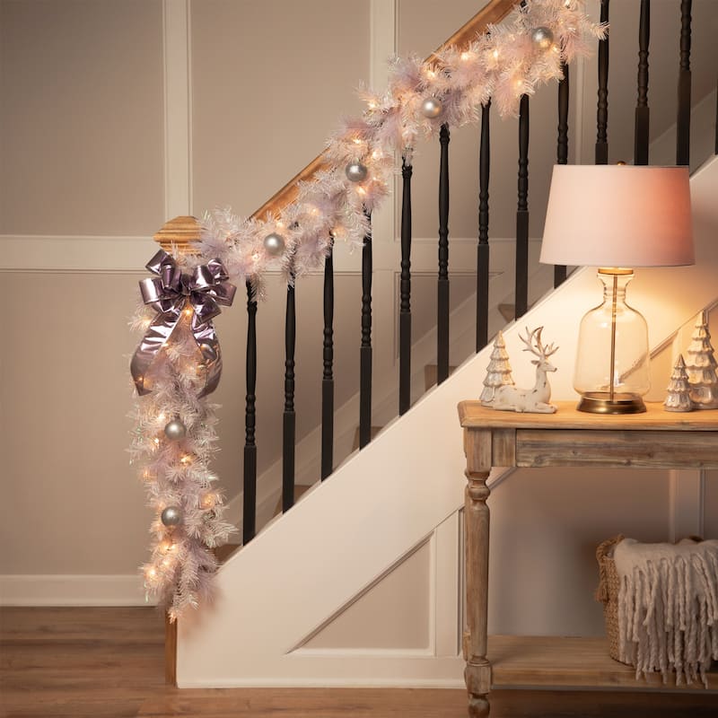9' x 10" Vermont White Pine Artificial Christmas Garland, Clear Lights