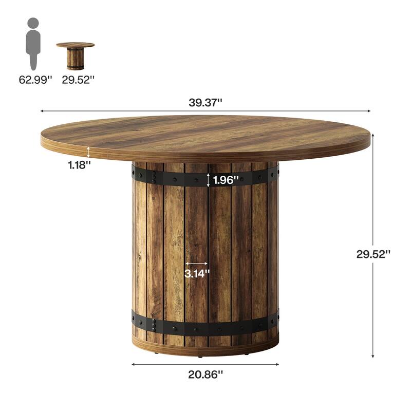 Farmhouse Round Dining Table , 39.37-Inch Dining Table