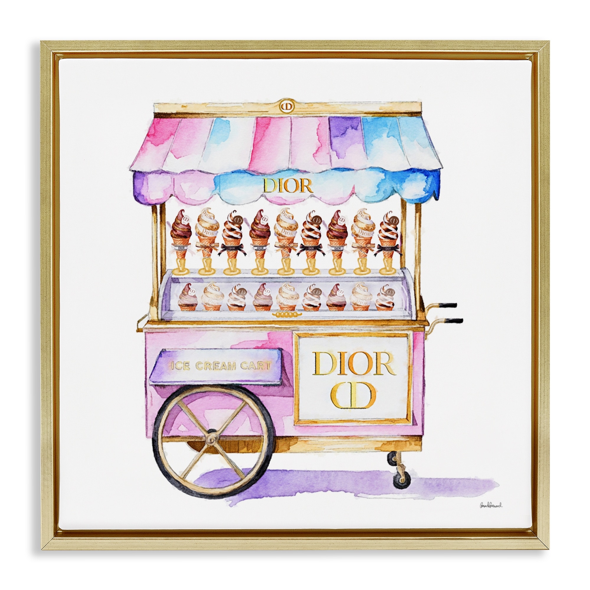 Stupell Pastel Glam Ice Cream Framed Floater Canvas Wall Art Design By Amanda Greenwood