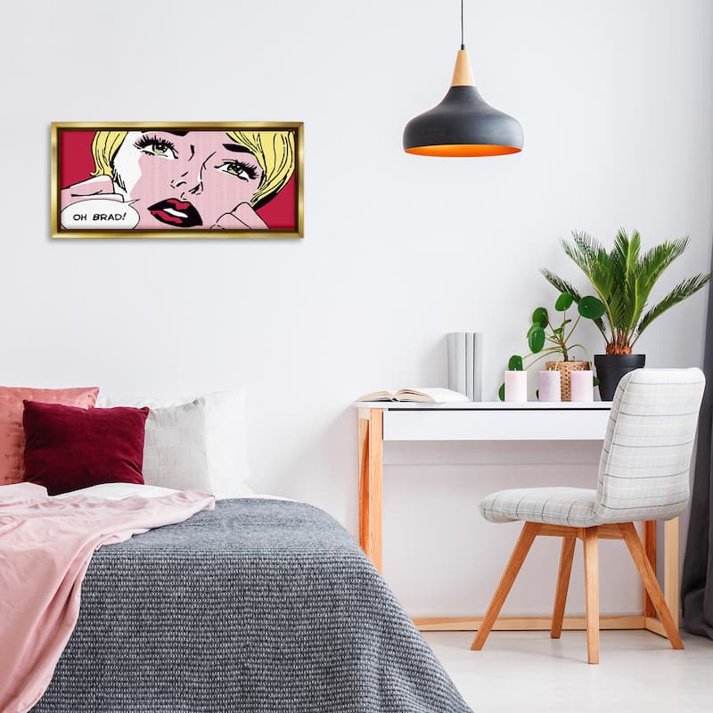 Stupell Iconic Pop Comic Woman Framed Floater Canvas Wall Art Design By Sheila B.