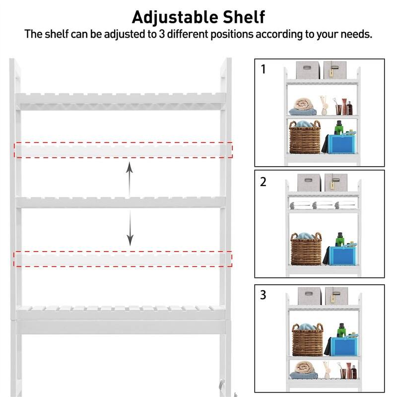 Over the Toilet Storage Cabinet - 10.3"D x24.8"W x 67"H