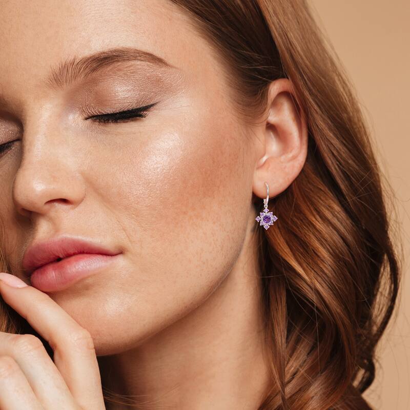 Miadora 2 1/10ct TGW Amethyst and White Topaz Earrings Sterling Silver