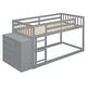 preview thumbnail 11 of 13, Twin Over Twin Wood Floor Bunk Bed with 4 Drawers and 3 Shelves, Grey