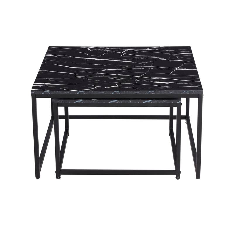 Modern Nesting Coffee Tables Set, Marble Black, 2pc Bed Bath & Beyond