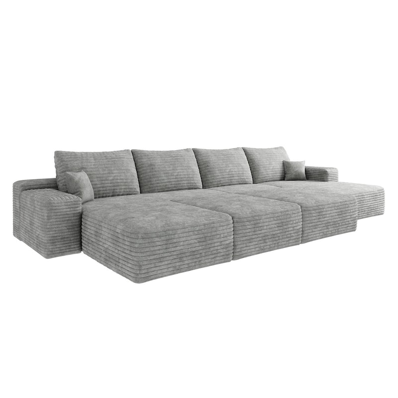 135.4-in Casual Gray 4 -seater Right Reclining Sectional - 8' x 10'
