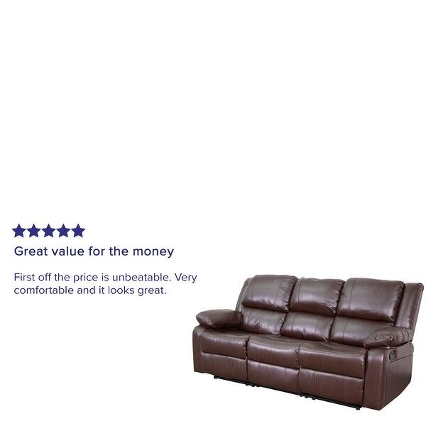 Shop Copper Grove Malheur Leather Sofa With Two Built In Recliners
