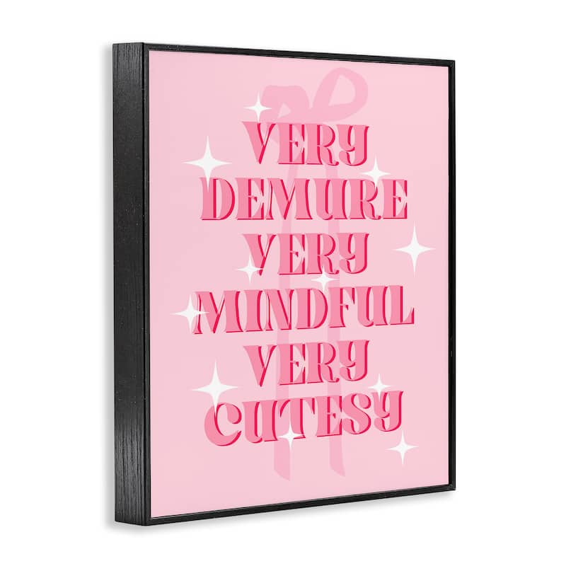 Stupell Pink Demure Mindful & Cutesy Framed Giclee Art Design By Lil' Rue