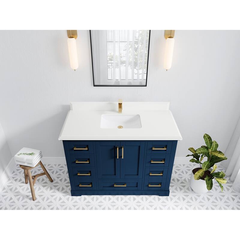 Willow Collection 48 in W x 22 in D x 36 in H Boston Single Bowl Sink Bathroom Vanity with Countertop