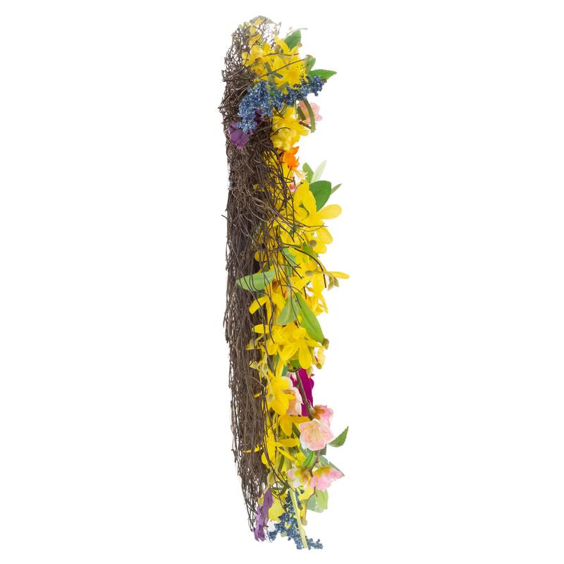 Pure Garden Artificial Daisy and Lavender Wreath