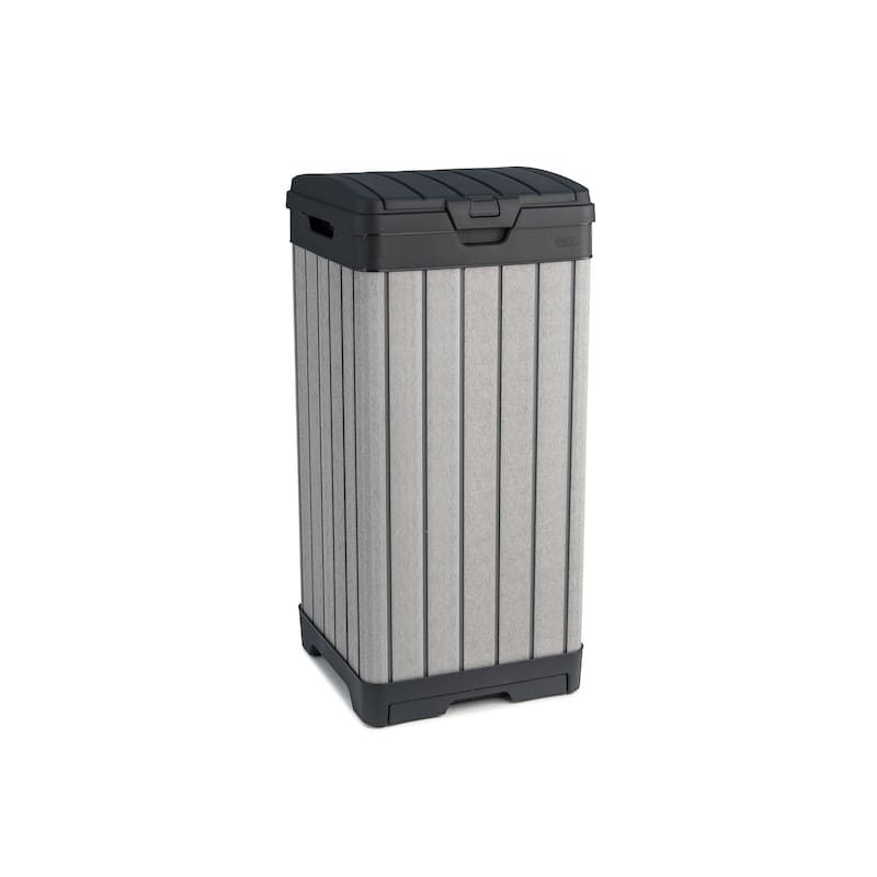 Keter Rockford 39 Gallon Durable Resin Outdoor Trash Can For Indoor and Outdoor with Secure Lid
