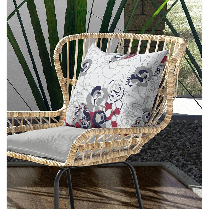 Regal Rose Retreat Indoor/Outdoor Reversible Throw Pillow Gray and Red