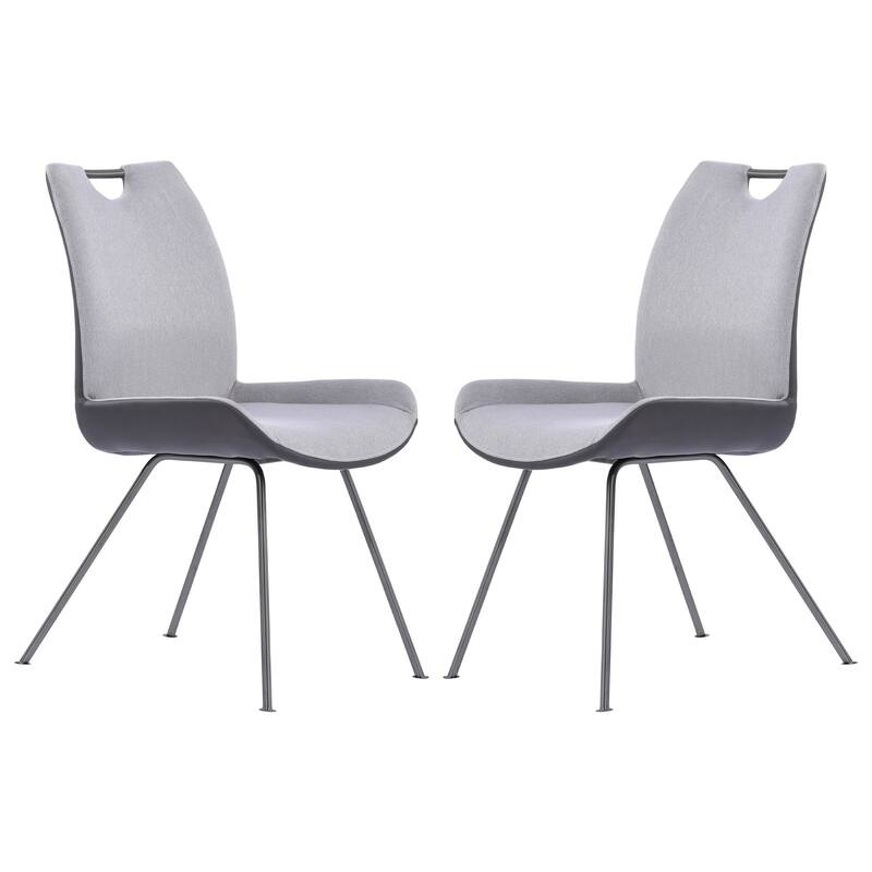 Silver/Gray Fabric Upholstered Metal Frame Dining Chair, Set of 2, Sturdy Dining Chair for Dining Rooms - 23.5