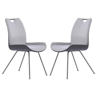 Silver/Gray Fabric Upholstered Metal Frame Dining Chair, Set of 2, Sturdy Dining Chair for Dining Rooms - 23.5