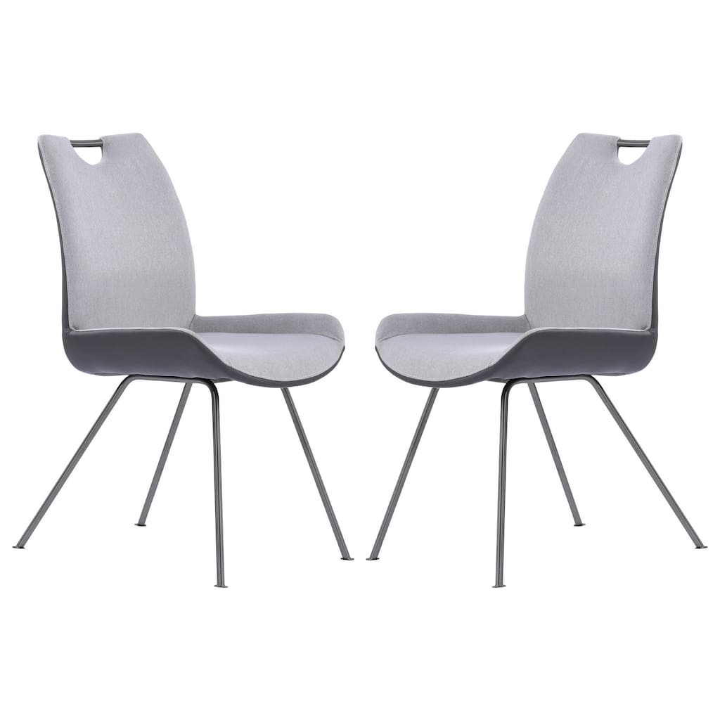 Silver/Gray Fabric Upholstered Metal Frame Dining Chair, Set of 2, Sturdy Dining Chair for Dining Rooms - 23.5