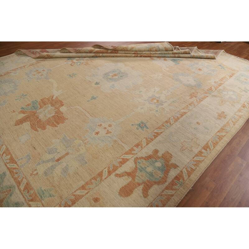 Floral Oushak Turkish Rug Hand-knotted Wool Carpet - 9'2"x 11'9"