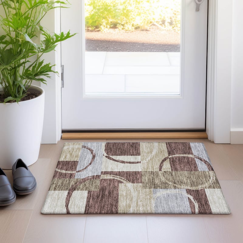 Machine Washable Indoor/ Outdoor Contemporary Chantille Rug