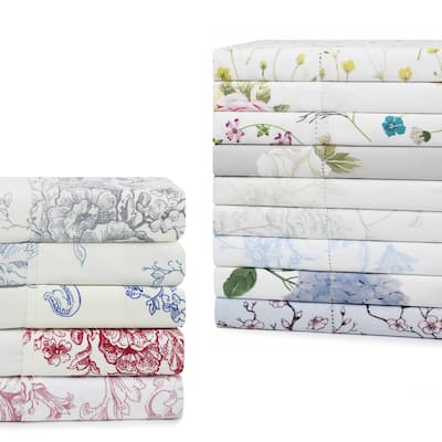 Printed Floral Design Cotton Collection Sheet Set and Pillowcases