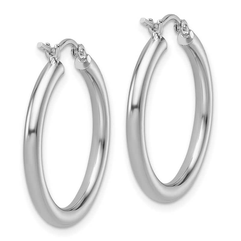 Curata 14k White Gold Polished Lightweight Tube Hoop Earrings - 25x26mm