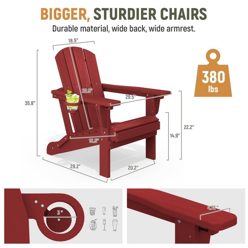3-Position Reclining Folding Outdoor Chair – PE Wood Grain, Weather-Resistant