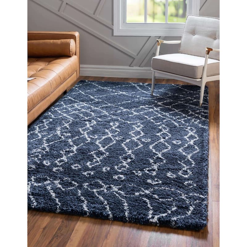 Shag Shoploni Collection Area Rug - 4'x6' - Navy Blue