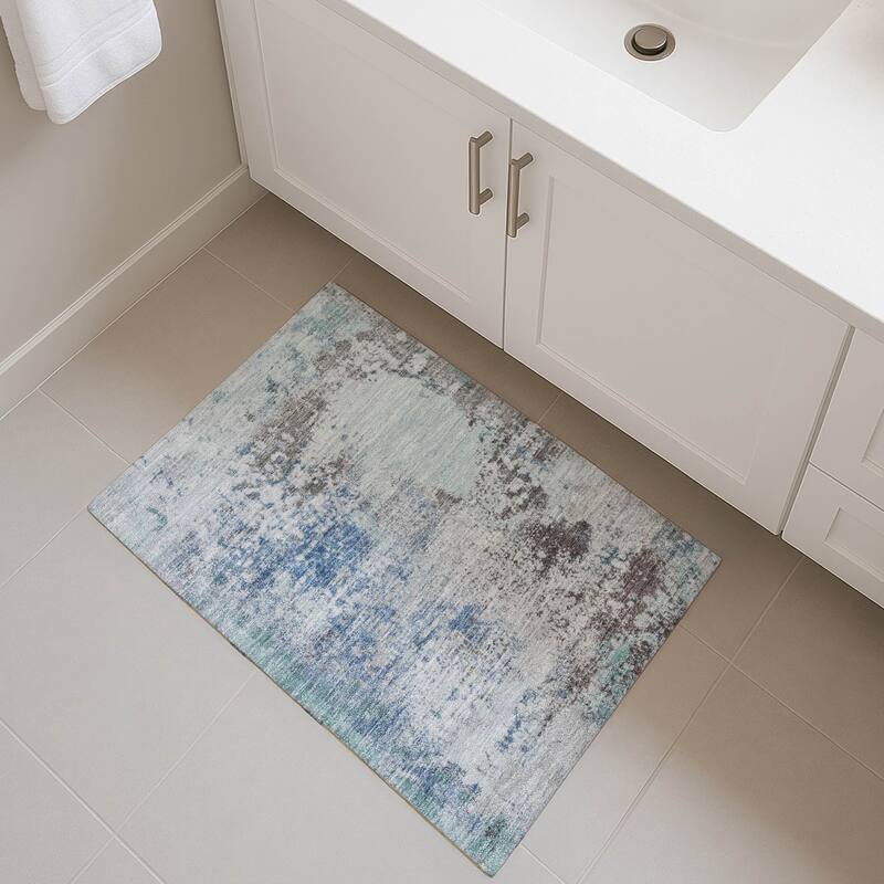 Premium Washable Super Soft Modern Casual Mayfield Rug - Turquoise - 1'8" x 2'6"