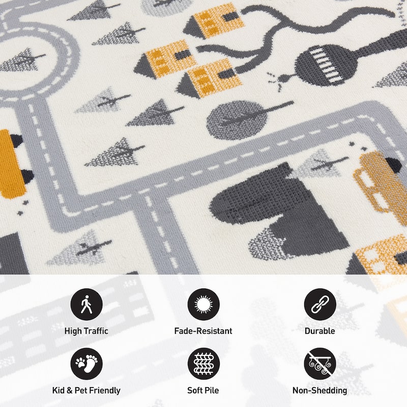 World Rug Gallery Adventureville Kids Play Road Area Rug