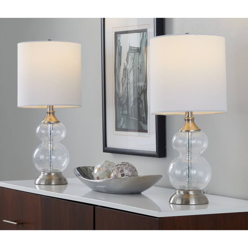 Belle 20.75" Wrinkle Glass Accent Lamp with Linen Shade (Set of 2)