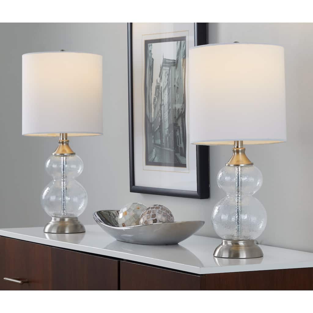 Belle 20.75" Wrinkle Glass Accent Lamp with Linen Shade (Set of 2)