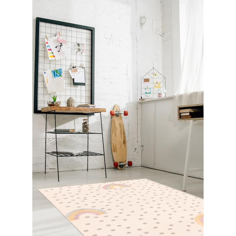 ECARPETGALLERY Flat-Weave Nevada Cream Wool Kilim - 4'0 x 5'9