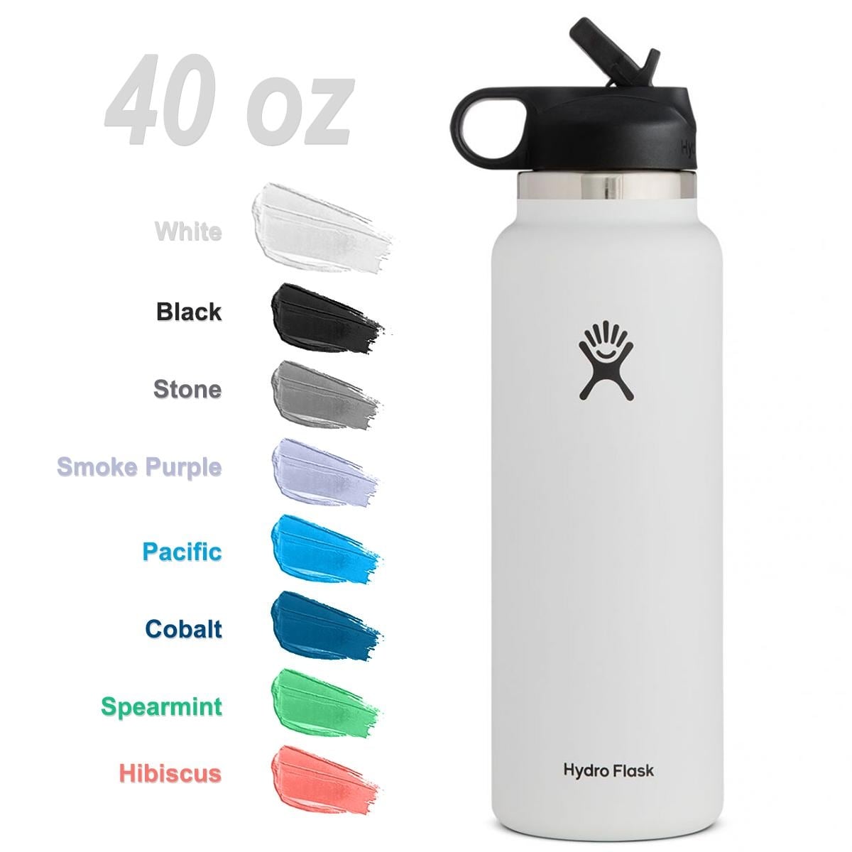 Hydro Flask 40oz Wide Mouth Bottle, White