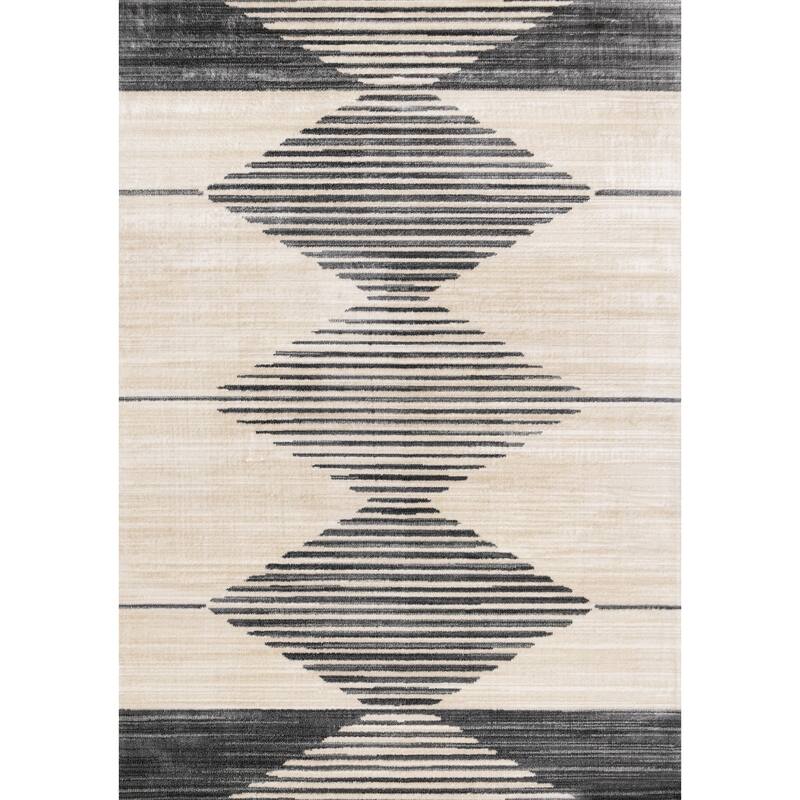 Washable Collection - Beige Grey Modern Washable Area Rug