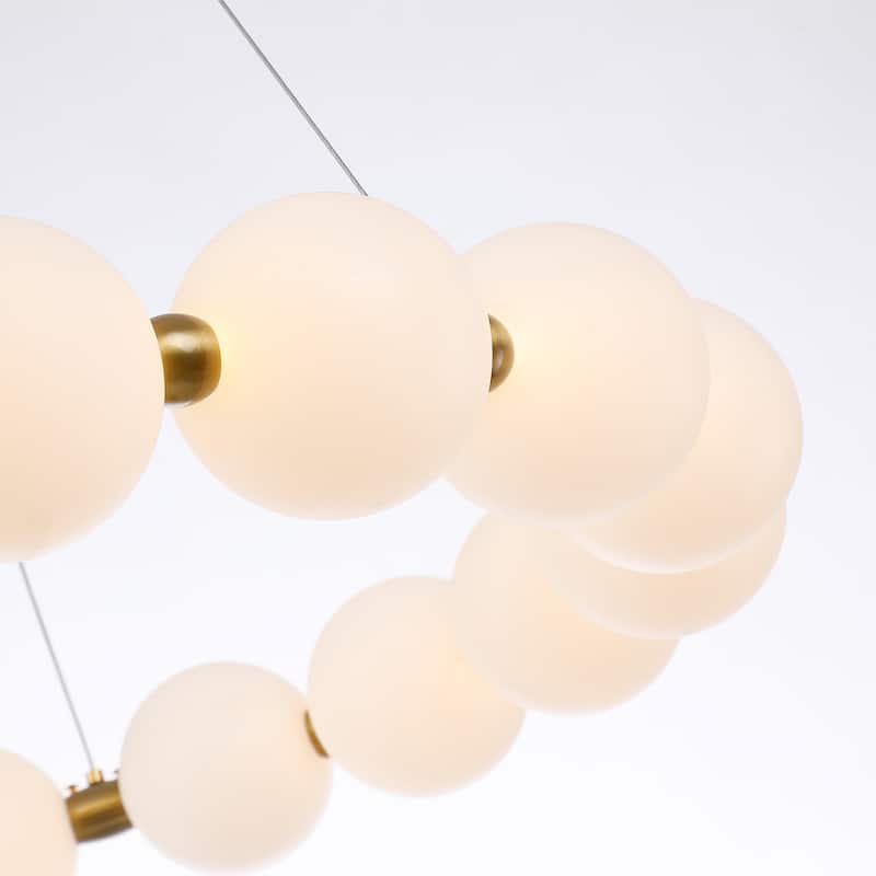 Integrated Round LED Chandelier - Antique Light Fixture with Acrylic Shades