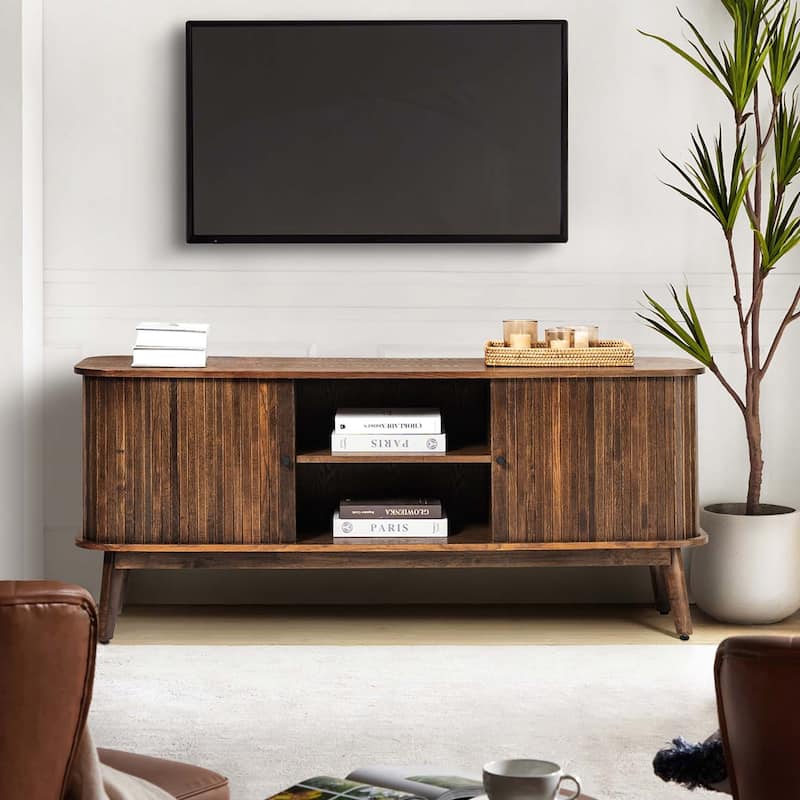 Franz TV Stand for TVs up to 65" with Adjustable Shelf by HULALA HOME - Walnut