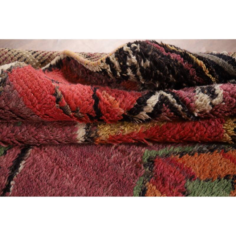 Purple Geometric Moroccan Oriental Area Rug Handmade Wool Carpet - 9'1" x 12'8"