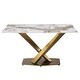preview thumbnail 57 of 75, Voren Modern Rectangular Dining Table, Sintered Stone/Tempered Glass Top & Stainless Steel Gold Finish Pedestal Base