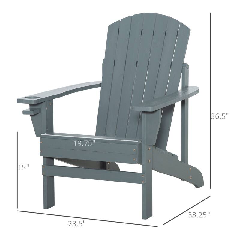 Outsunny Oversized Fir Wood Adirondack Chair with Cup Holder