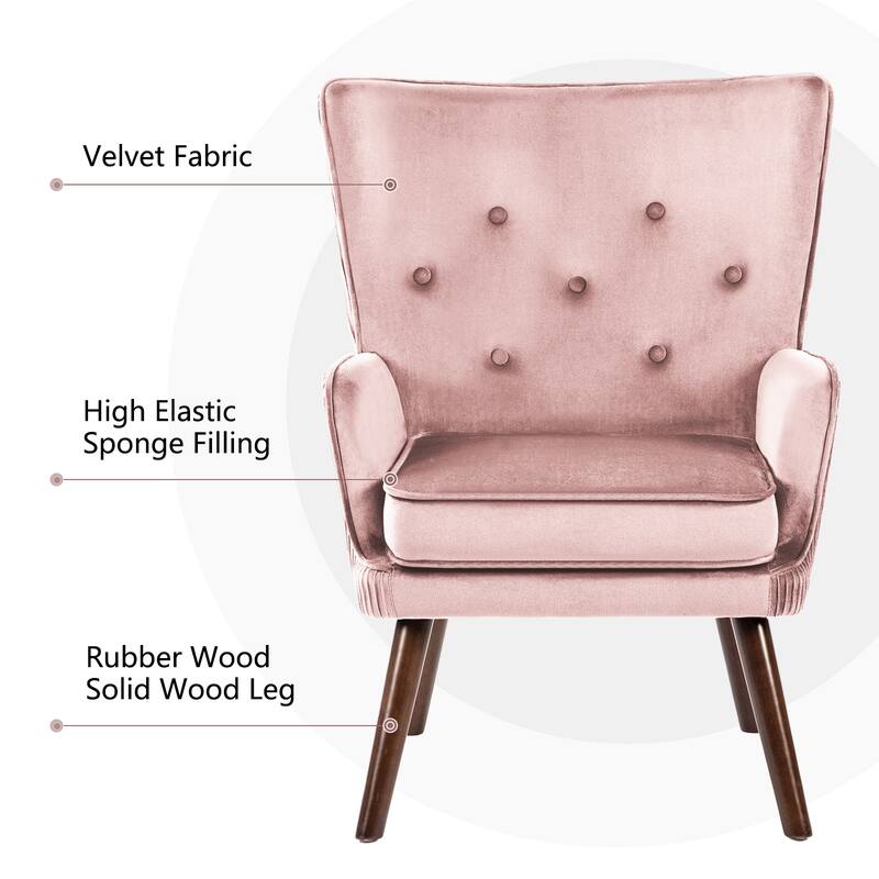 Velvet Upholstered Accent Chair Armchair for Living Room