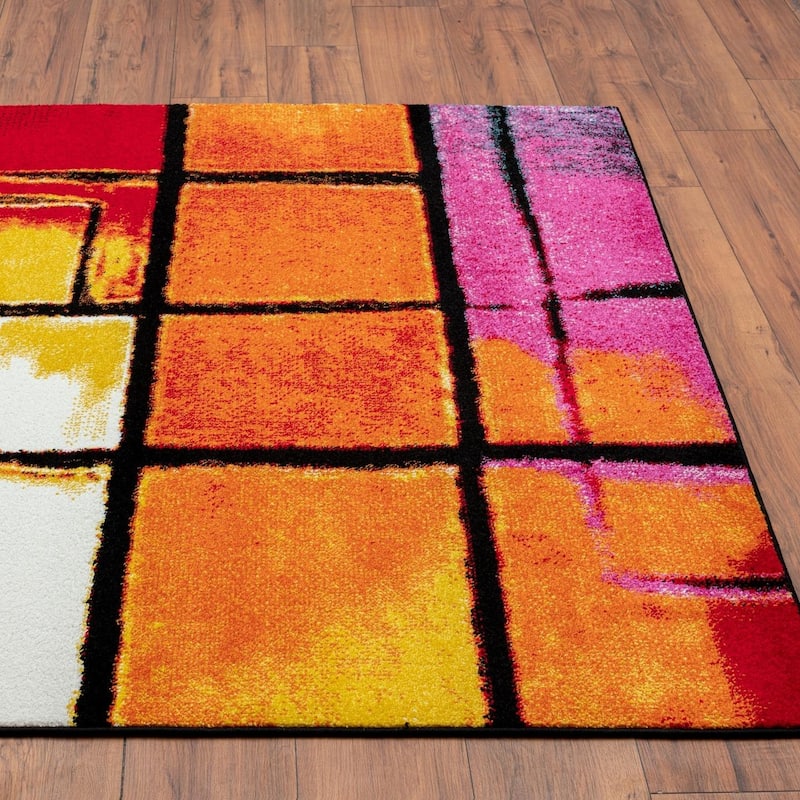 Luxe Weavers Abstract Geometric Grid Area Rug