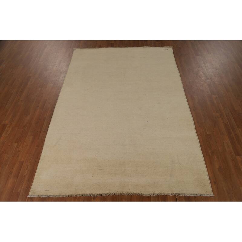 Modern Gabbeh Oriental Area Rug Handmade Solid Wool Carpet - 6'2"x 8'2"
