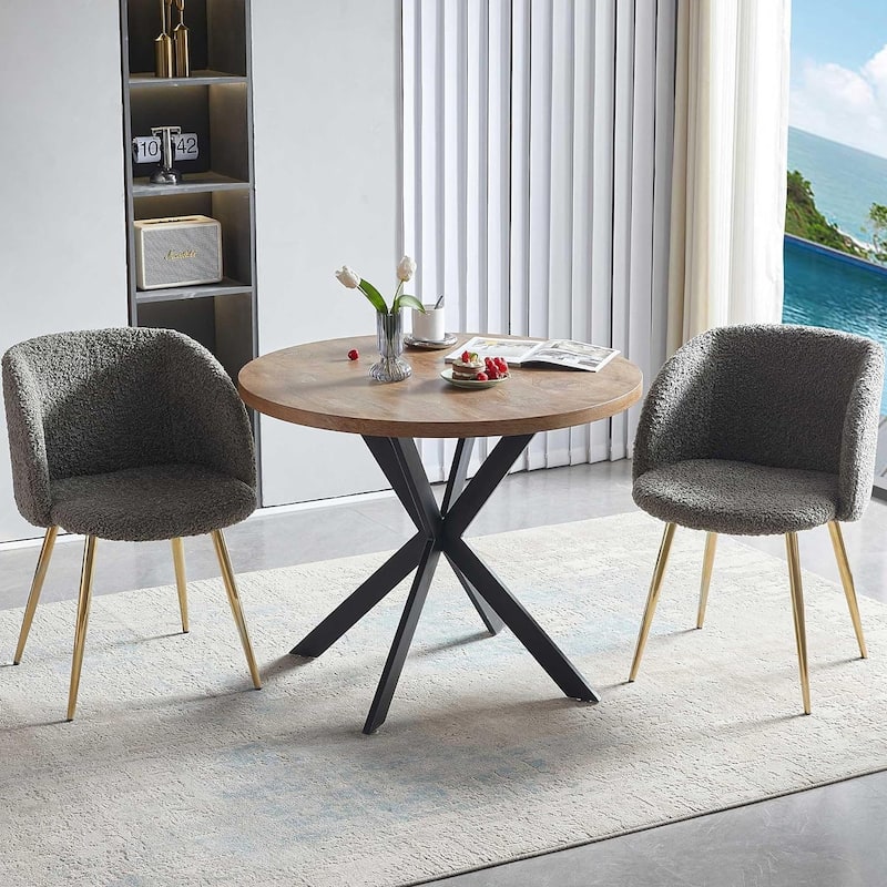 Howtai Cozy Accent Armchair, Fluffy Sherpa Dining Chair Set of 2