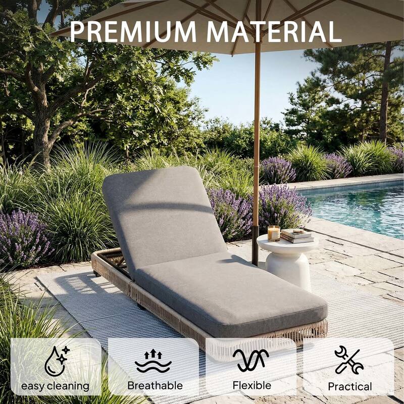 Outdoor Chaise Lounge Chair with Adjustable Backrest Patio Pool Lounge