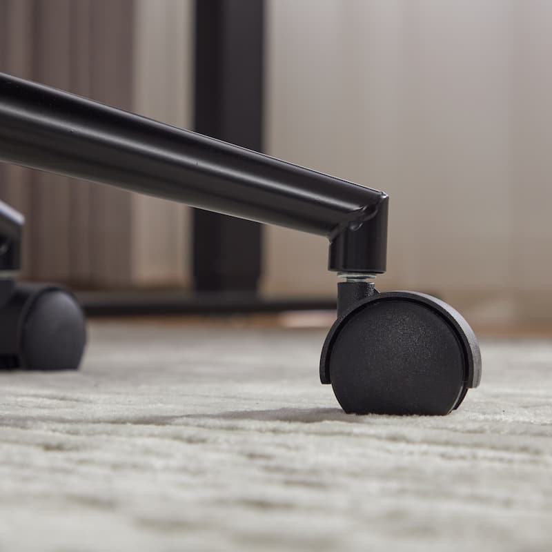 PU Leather Swivel Office Chair with Wheels, Adjustable Mid Back Home Desk Chair, Computer Rolling Chair with Padded Armrest