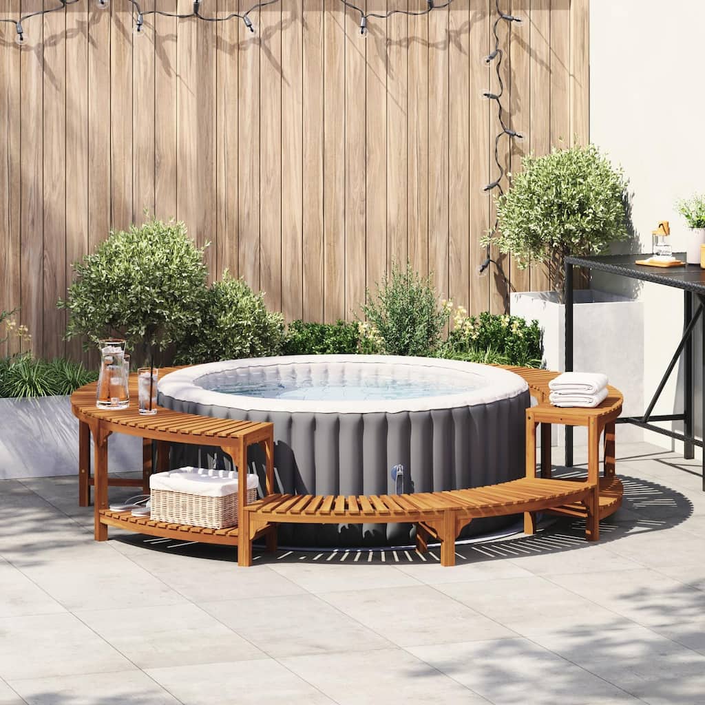 vidaXL Hot Tub Surrounds Brown Ø255 cm