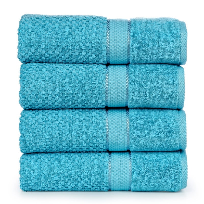 Hand Towel Popcorn Textured- Quick Drying 18 X 28 Inch by Ample Decor - 4 Pcs - Sky Blue